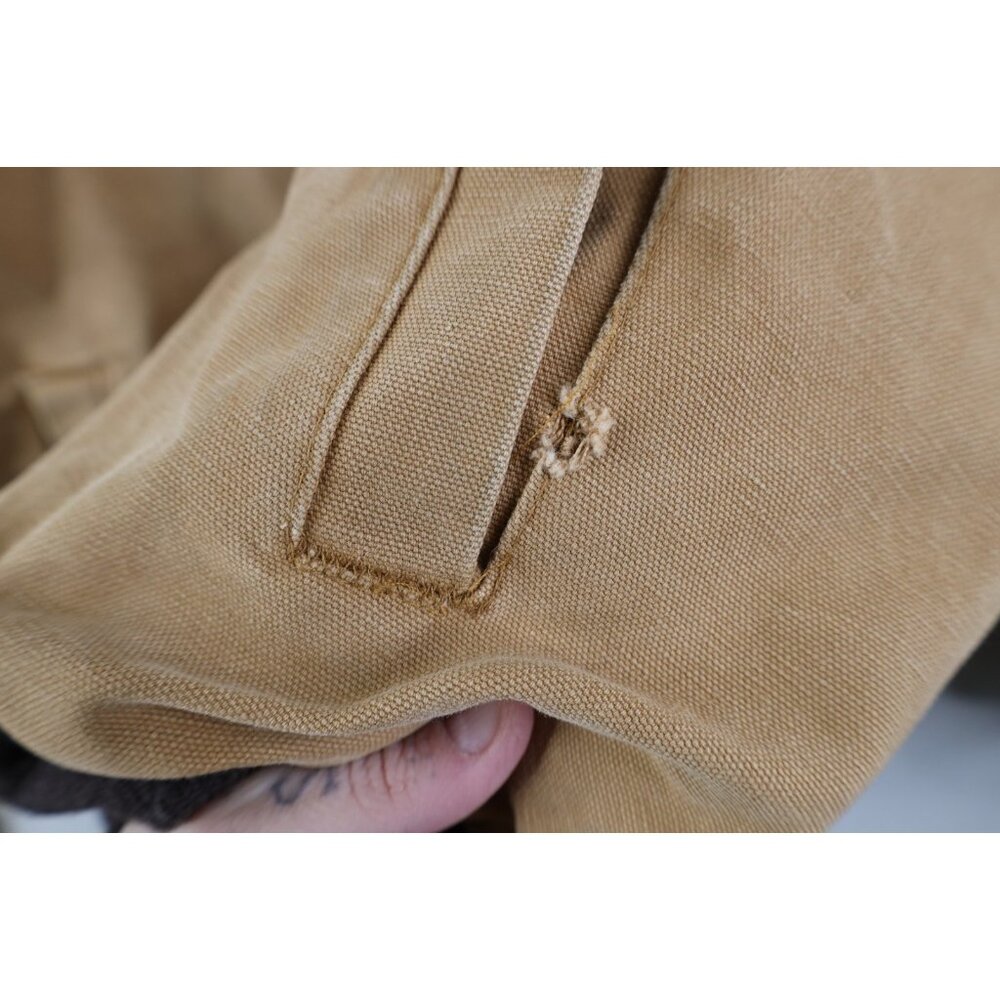 Vtg 90s Y2K Streetwear Mens XL Quilted Canvas Hooded Bomber Jacket Duck Brown - Picture 7 of 16